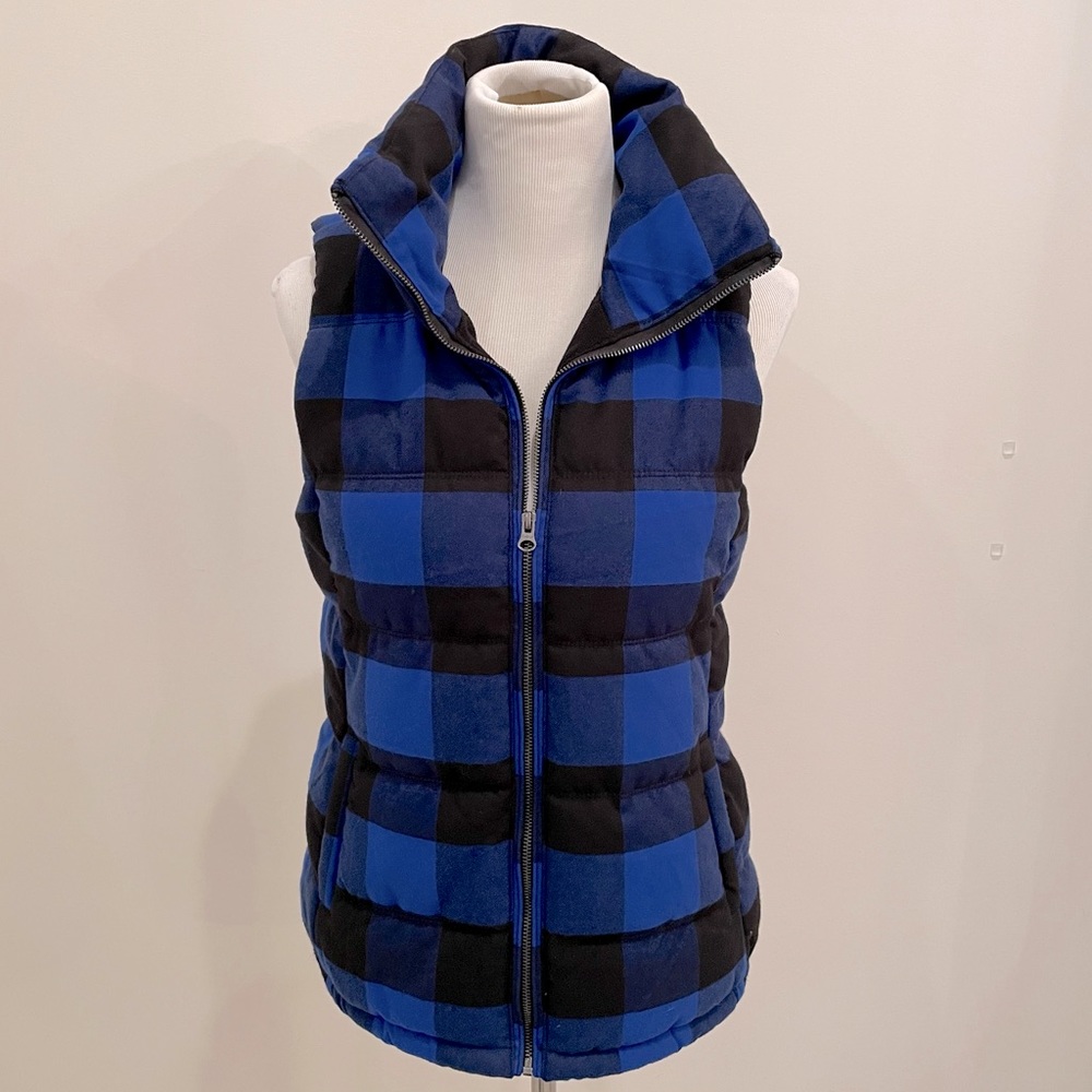 Old Navy Blue & Black Flannel Puffer Vest Size S